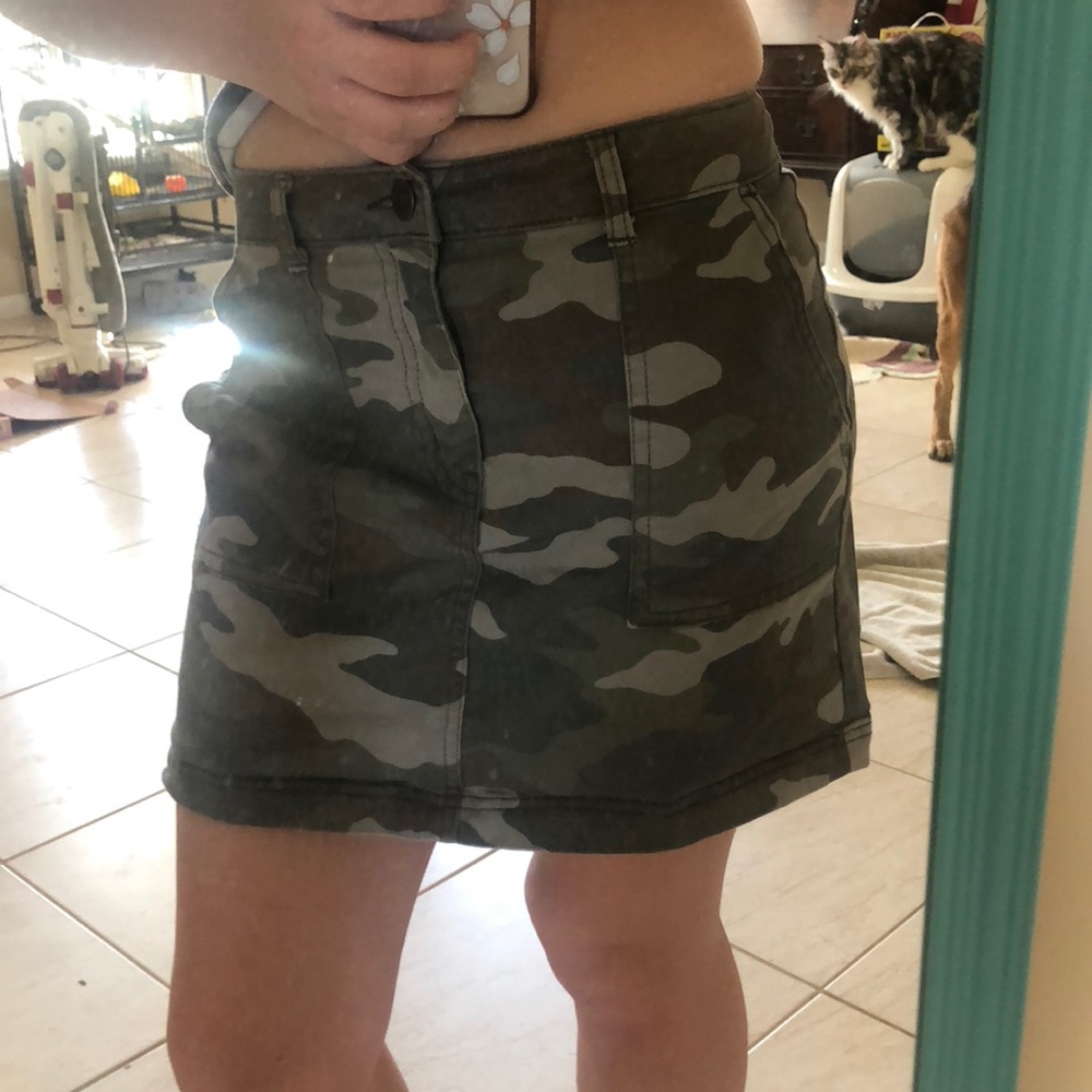 Army green jean skirt